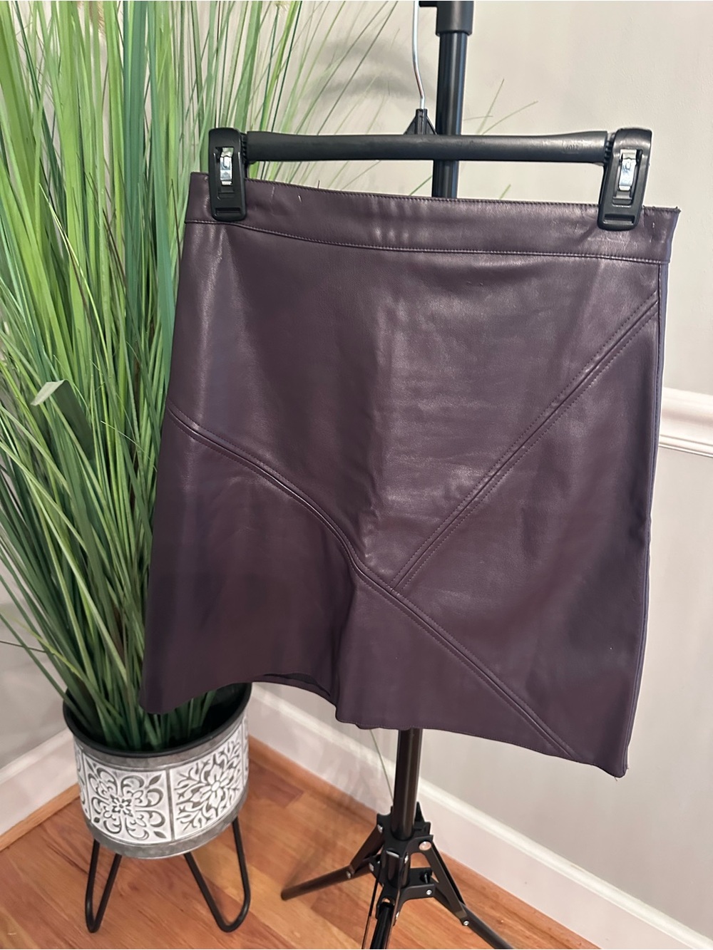 Revamped burgundy XS Faux Leather Mini Skirt - Plum
